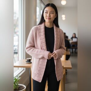 NEW•XL•Peace By Piece Gorgeous Pink Collar Detail Sweater